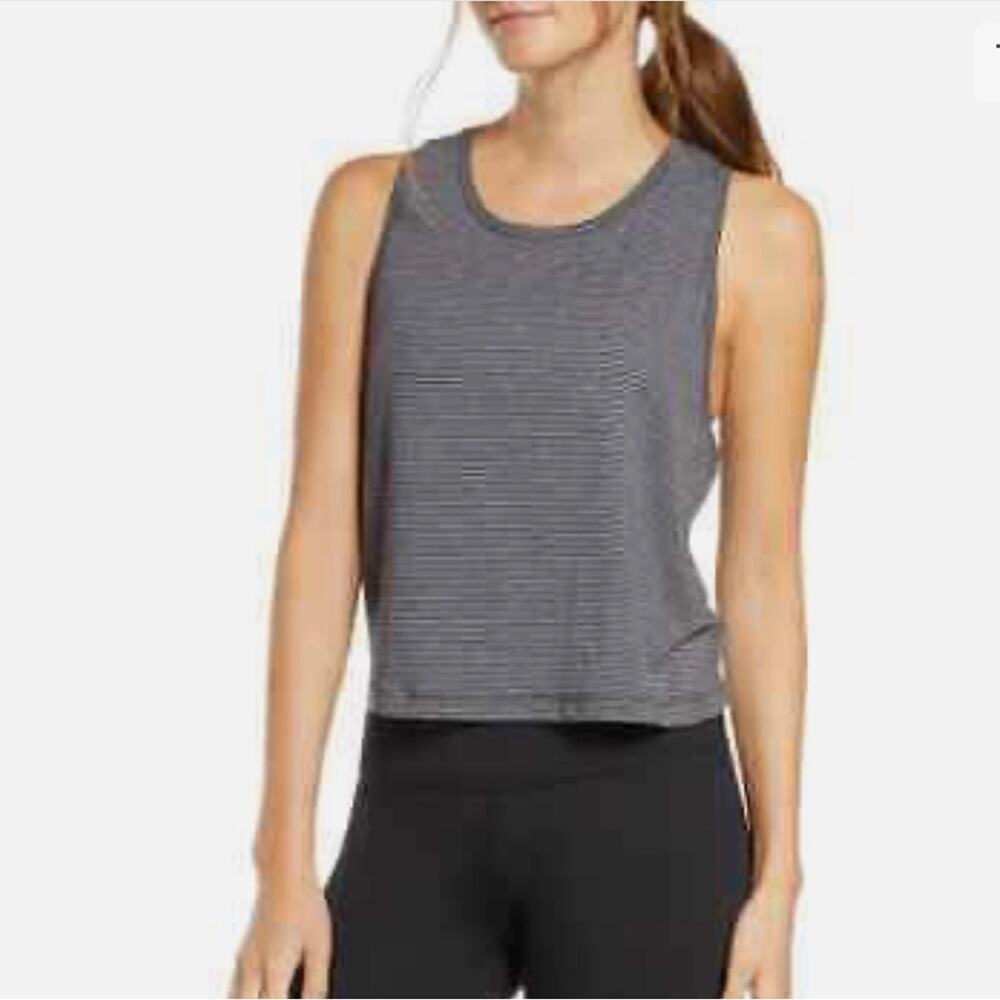 ZELLA Work For It Black Gray Striped Tank Top Women’s Size Medium - Picture 11 of 11